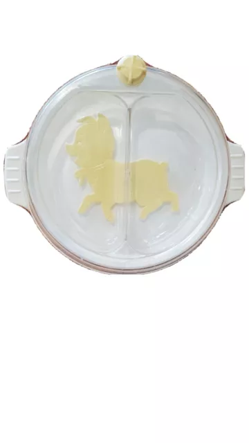 Vintage Divided Heated Baby Food Dish Little Pig