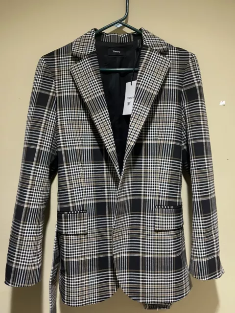 Theory Belted Blazer Women's Jacket Size 00 Becket Portland Stretch Wool $625