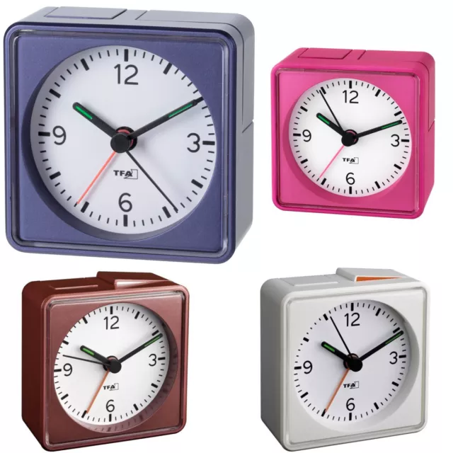TFA 60.1013 Push Analogica Sveglia Silenzioso Leise da Viaggio Snooze Sweep Uhr