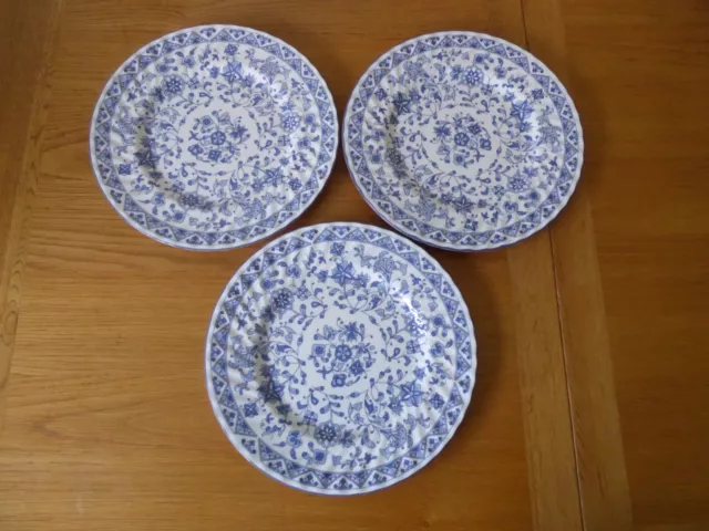 3 Minton Shalimar Dinner Plates - Blue & White