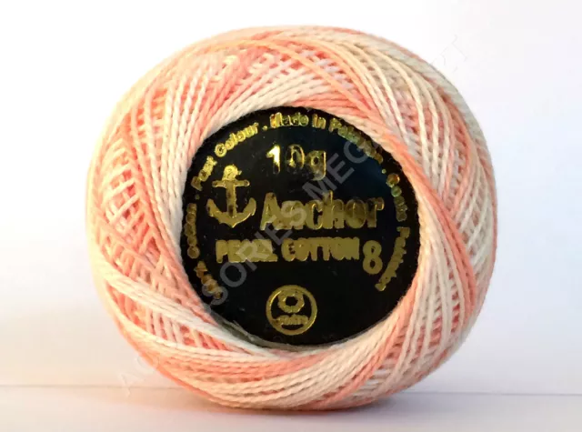 2 x Anchor Pearl Cotton embroidery crochet thread ball size 8, 85m , all colors