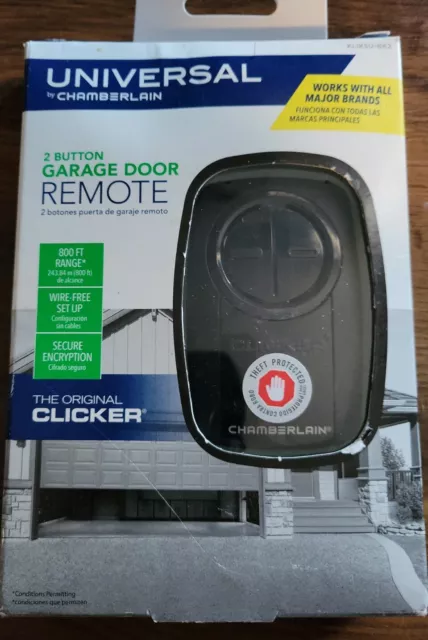 Chamberlain KLIK5U-BK2 (No Dip Sw) Universal Garage Door Remote Black (Open Box)