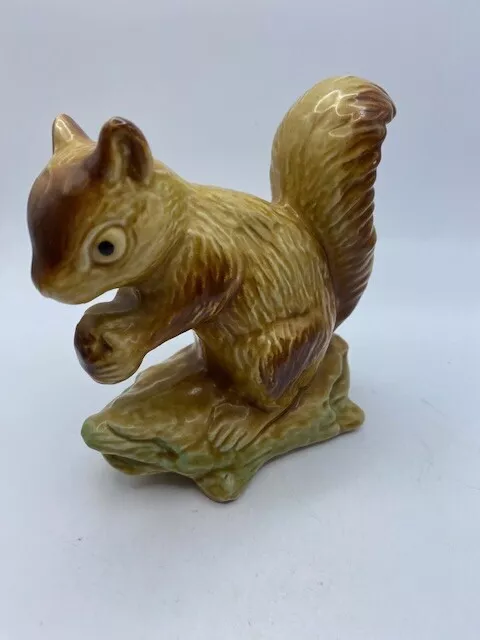 Vintage Ceramic Squirrel  Holding A Nut Figurine Pre Ownec