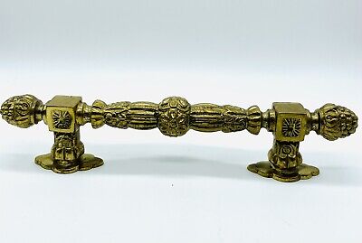 Single VTG  Ornate Heavy Brass Door Cabinet Cupboard Pull Handle Portugal 8.5”