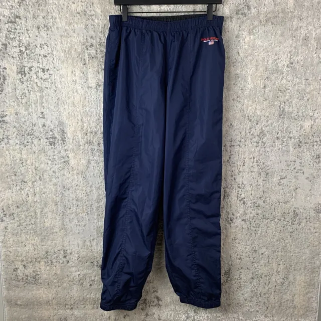 Vintage Polo Sport Ralph Lauren Track Pants Adult Medium Blue Logo Zip Mens 90s