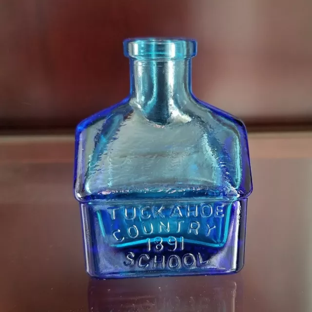 TUCKAHOE Country School 1891 Blue Ink Bottle Wheaton NJ