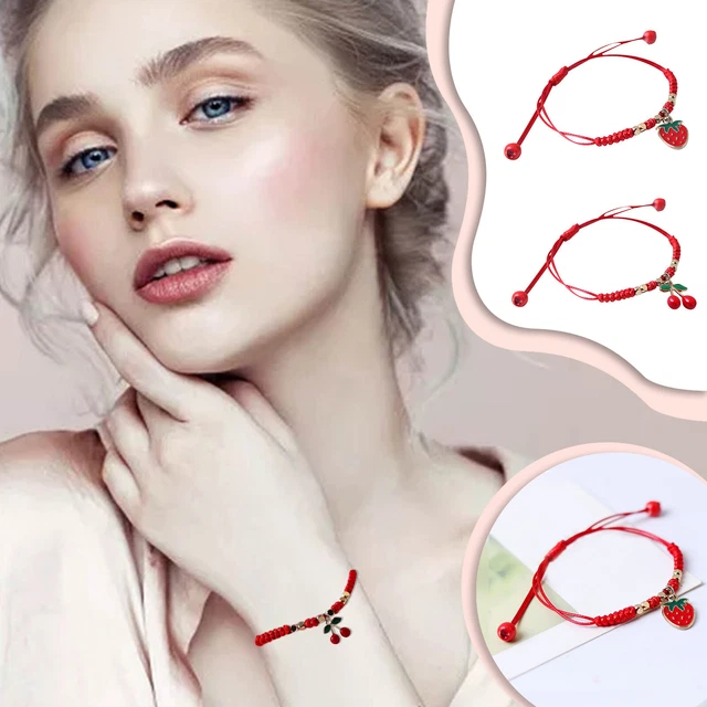 Armbänder Mit Gravur 2 Stück Rote Schnur Paar Armband Weiblich Diy Erdbeere