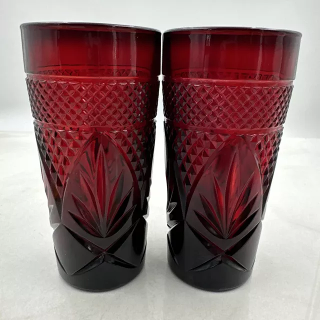 Vintage Luminarc Cristal D'Arques Durand Ruby Red Tumbler France Glasses Qty 2