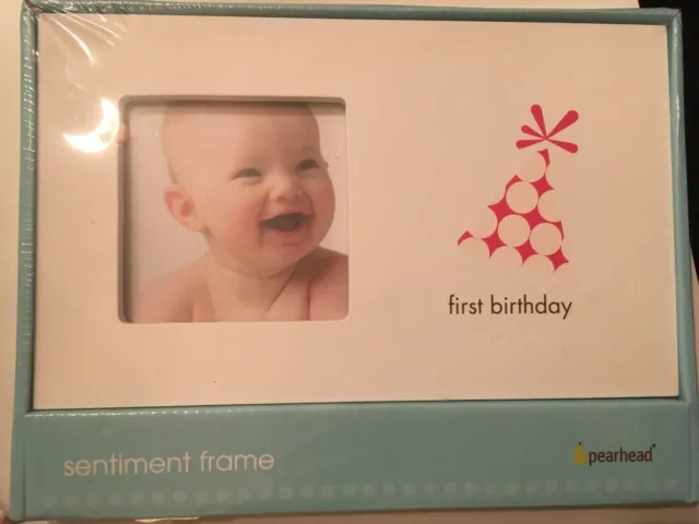 Pearhead First Birthday Frame, Girl 3.5" x 3.5" Baby Picture Frame Gift