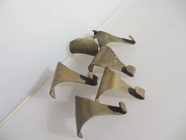 Victorian Brass Picture Rail Hook Moulding Hanging Antique Hooks Hangers Old x6
