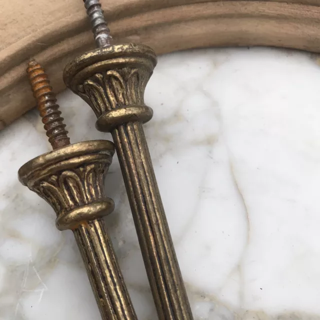 Vintage PAIR French Antique Brass Drapery Curtain Holdback Towel Hook Victorian 11
