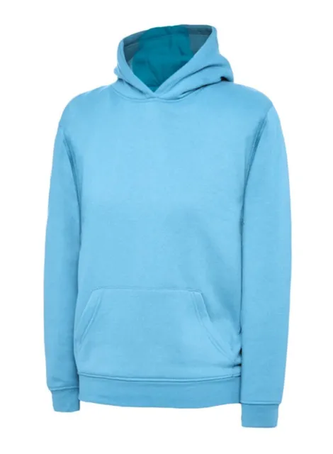 Uneek Childrens Hooded Sweatshirt UC503 plain Casual Hoody Top Sky Blue Age 2