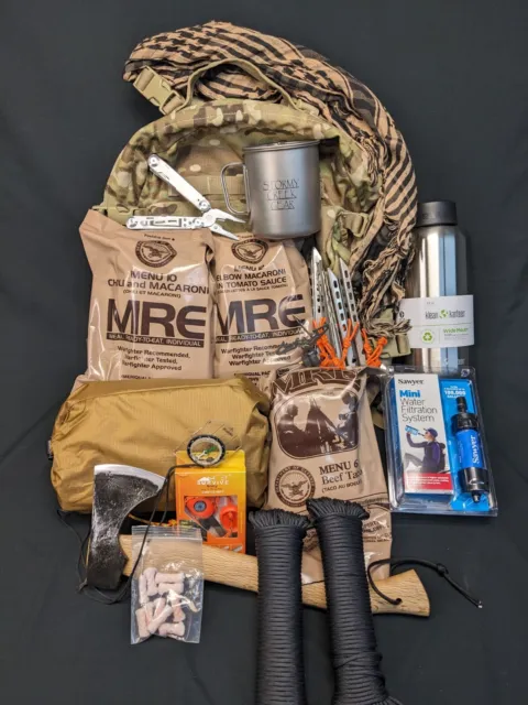 72 Hour Bug Out Bag Survival Kit Zombie Apocalypse Set SHTF USA Seller MRE
