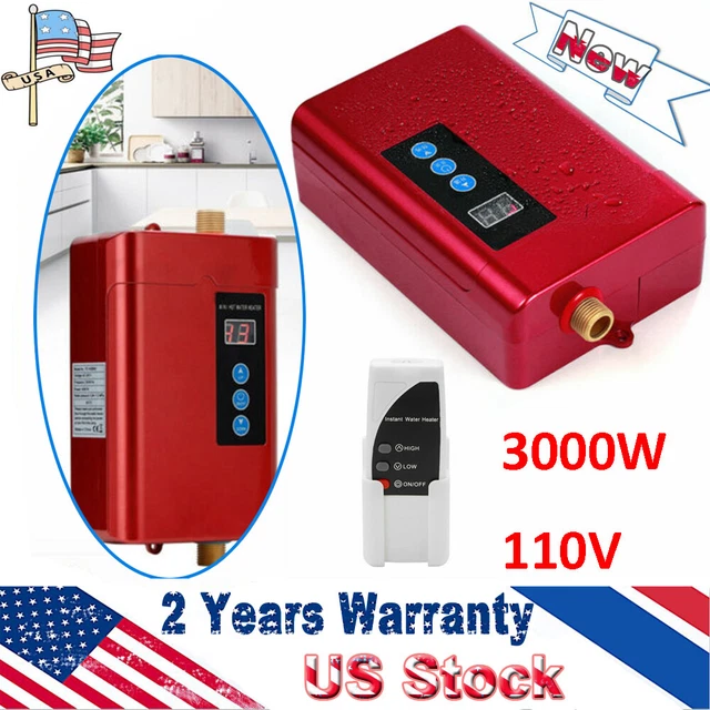 3KW Electric Tankless Water Heater Shower Instant Boiler Bathroom Kitchen 28-55℃