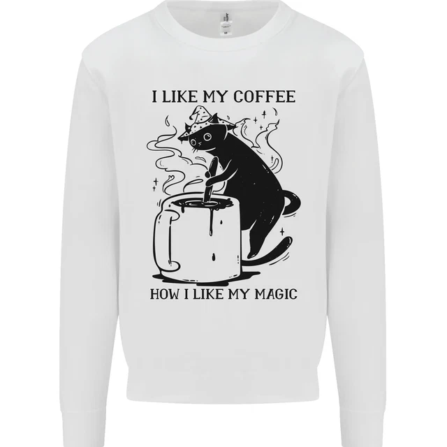 Black Cat Halloween Funny Coffee Kids Sweatshirt Jumper