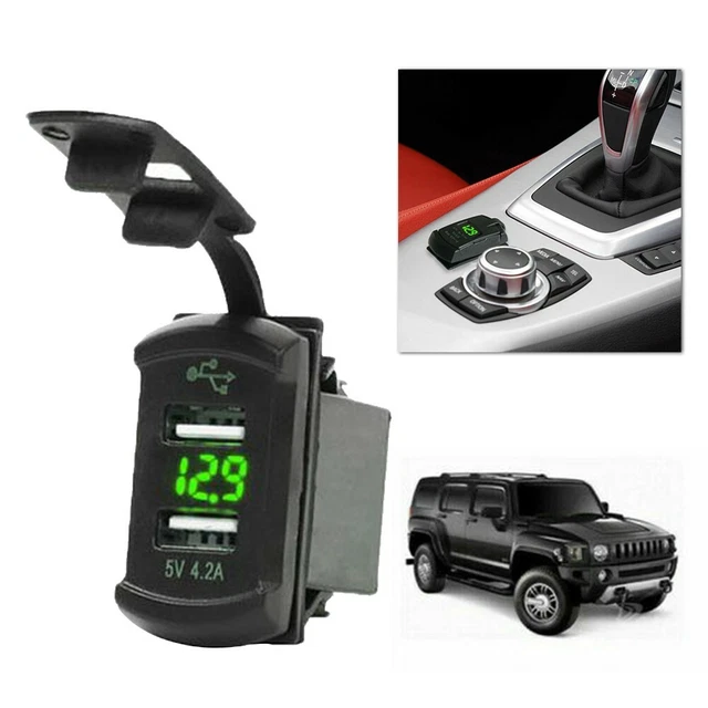 12V Bateau Rv Double USB Port Chargeur Prise Vert LED Voltmètre Interrupteur