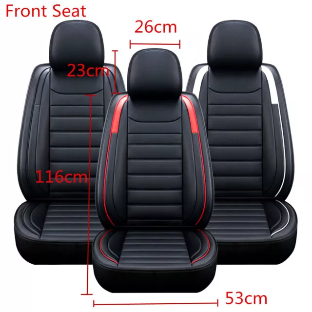 5 Seats Universal Car Seat Covers Deluxe PU Leather Seat Cushion Full Set Cover 3