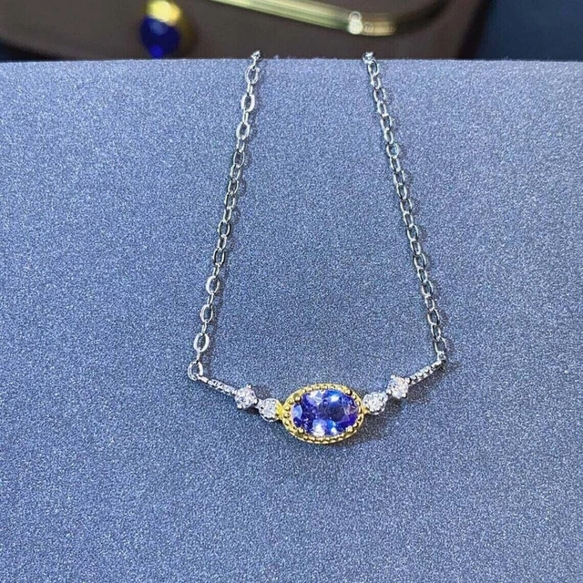 1Ct Oval Cut Lab Created Sapphire Solitaire Bar Pendant 14K Yellow Gold Plated