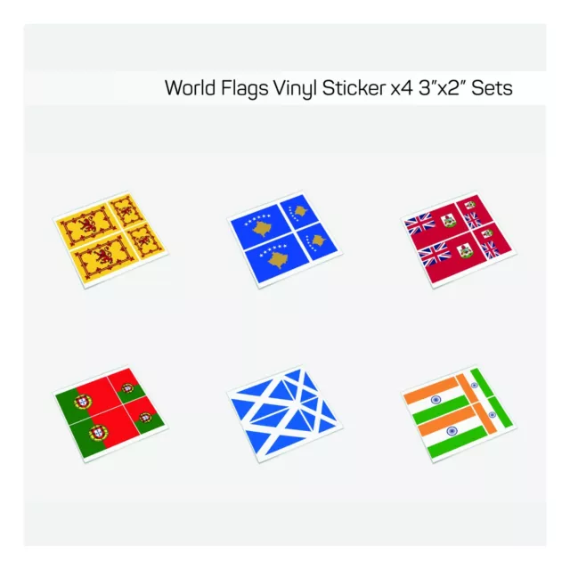 Various World Country Flags Vinyl Sticker Set x4 3" & 2" Car Window Rally Decal