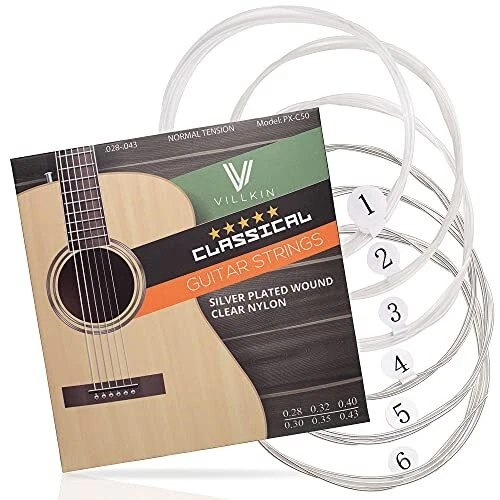 Villkin Cordes de Guitare - Cordes Nylon Premium pour Guitare Classique Conce...