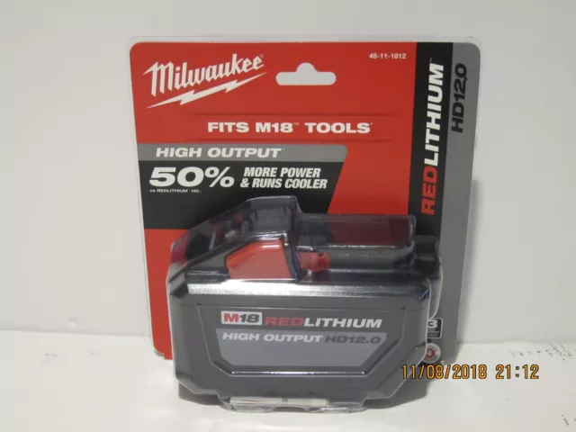 Milwaukee 48-11-1812 M18 FUEL HD 12 Ah RED Li-Ion BATTERY FREE SHIPPIN BRAND NEW