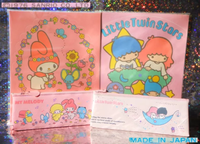 🌟 Vintage Sanrio 1976 MY MELODY LITTLE TWIN STARS Astuccio Pen Case Adesivi JAP