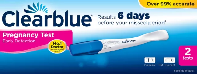 2 Clearblue Early Pregnancy Test 6 Days Early Detection Testing Kits 2 Tests