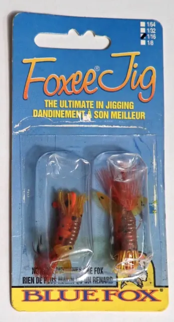 PAR BLUE FOX'S FOXEE JIG 1/16 oz naranja nuevo en paquete nuevo en