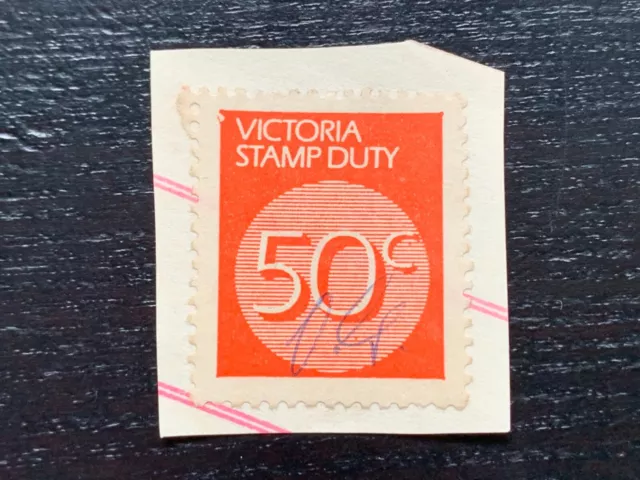 1966 Australia Victoria Stamp Duty 50C Orange Red - Used On Piece