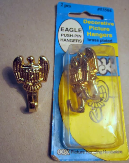 Eagle Decorative Picture Hanger Hooks Brass Plated Retro 1991 Hardware 2PC 53504