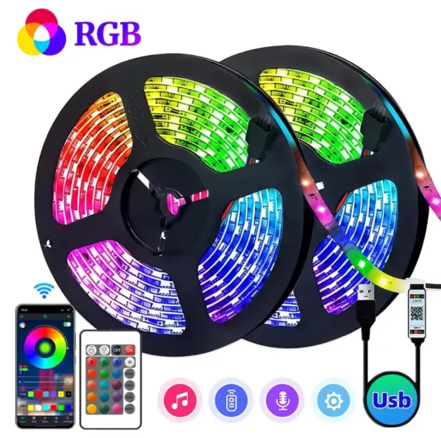 Ruban LED 2M, Tasmor Bande LED USB Multicolore Lumière avec