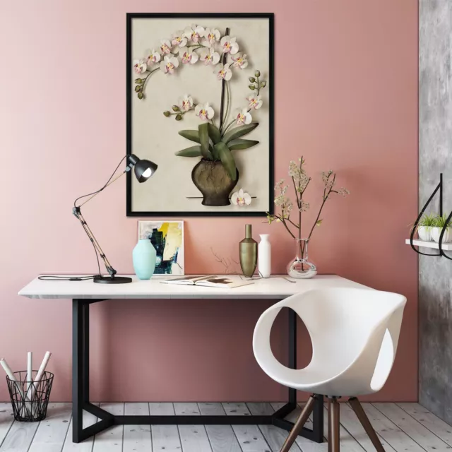 3D Phalaenopsis Vase 2 Framed Poster Home Decor Print Painting Art AJ WALLPAPER