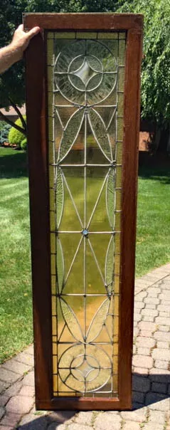 antique Victorian STAINED Leaded GLASS WINDOW - TRANSOM ( 74" WIDE)