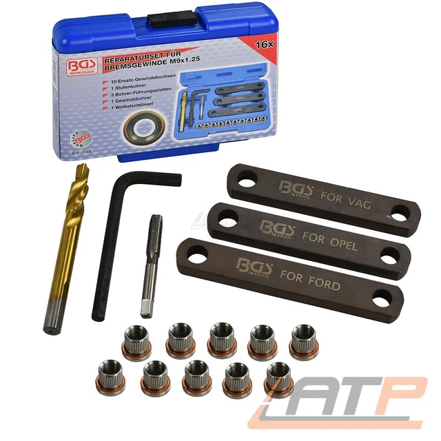 BGS KIT RIPARAZIONE FILETTATURA FRENO BULLONI GUIDA M9x1,25 PER OPEL 30850671