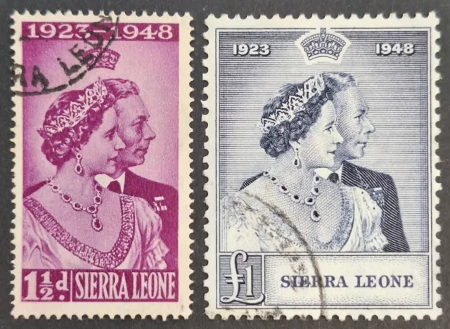 Sierra Leone 1948, "Silver Wedding" set of 2x Stamps Used