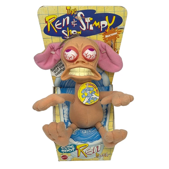 VINTAGE 1992 Mattel Ren & STIMPY Show Plush PULL-STRING TALKING