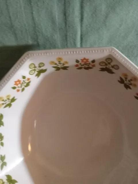 Vintage 8.75" Johnson Brothers Octagon Heritage Serving Bowl Posy Flowers 3