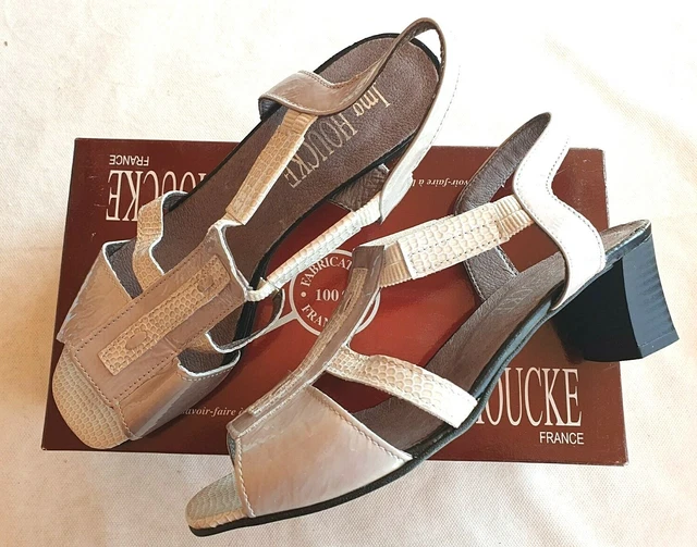 Chaussures en cuir verni gris/oxyde neuves Jmg Houcke modèle Piau taille 37 (pa