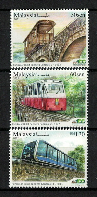 Malaysia 2023 Hundertjähriges Penang Hill Railway Comp. Satz Mit 3...