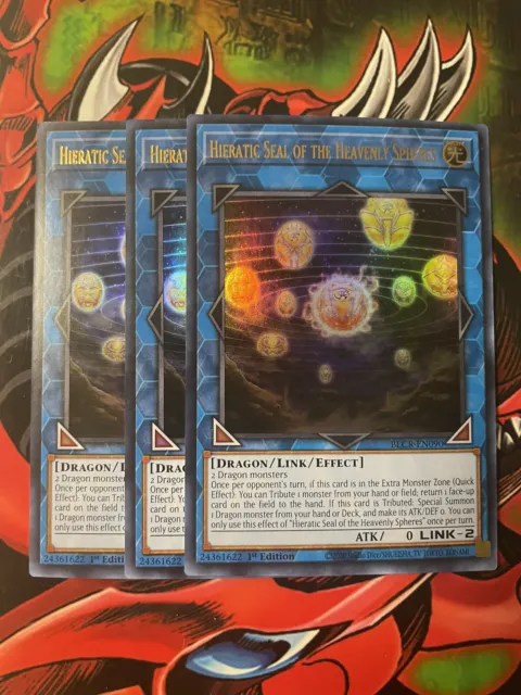 YuGiOh 3X Hieratic Seal Of The Heavenly Spheres BLCR-EN090 1st NM FREE SHIPPING