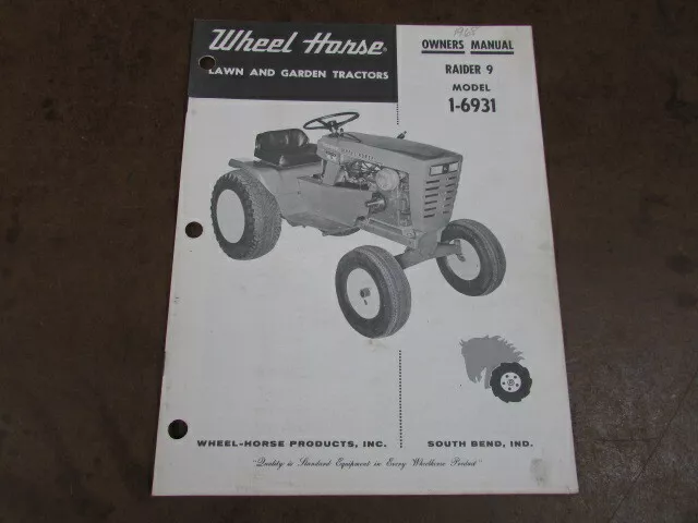 WHEEL HORSE 1 6231 Lawn Manual tractors riding mower Raider 12