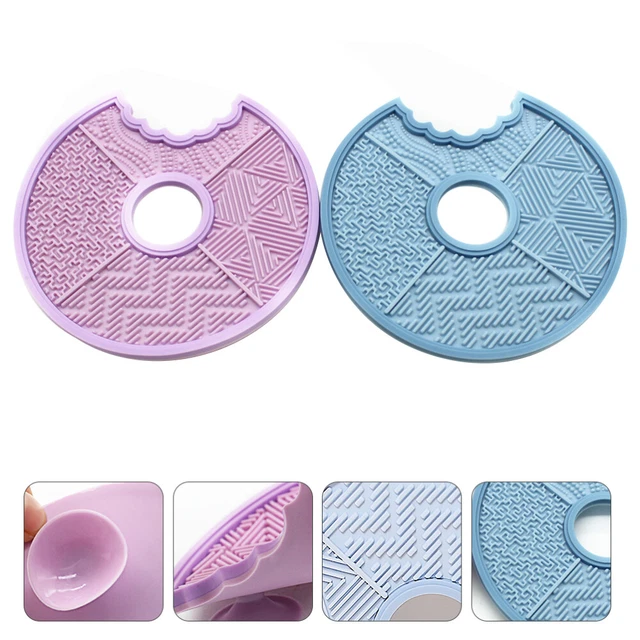 2 piezas cepillo de silicona alfombra de limpieza cepillo de maquillaje alfombra de limpieza (azul,