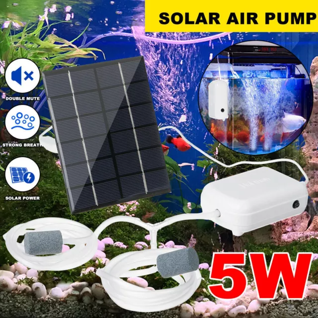 Solar Air Pump Powered Oxygenator Portable Oxygen Water Aerator Fish Tank Pond