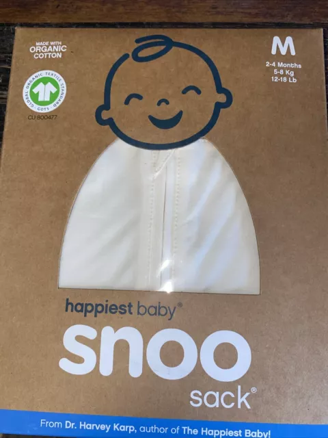 Happiest Baby Snoo Sack Swaddle Medium Ivory Organic Cotton Unisex New