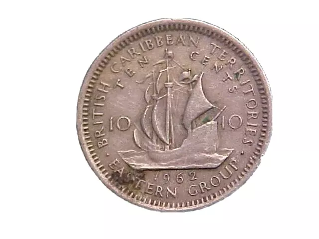 1962 British Caribbean Territories 10 Cents Elizabeth II KM#5-Nice Circ!c3507xux