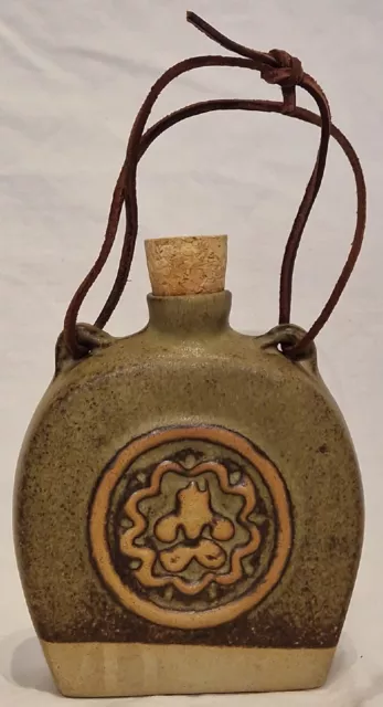 Tremar Pottery - Cornwall - Flask / Bottle - with Cork & Cord - Vintage 1970's