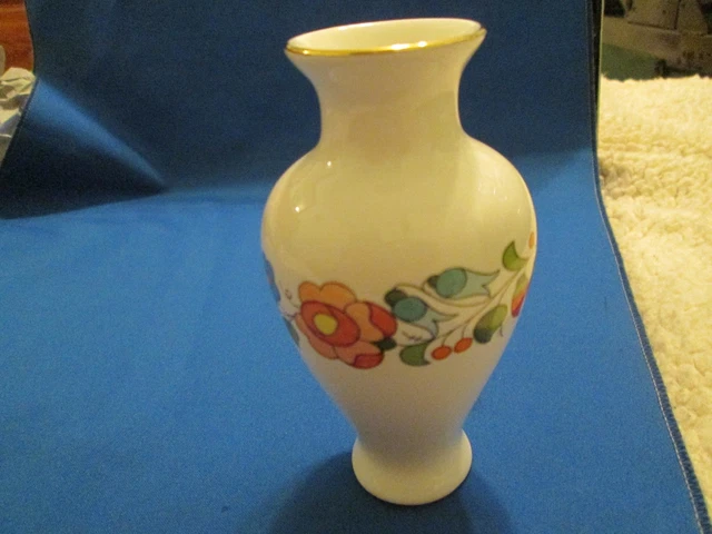 KALOCSA HUNGARY PORCELAIN floral 14 K golden rim big VASE