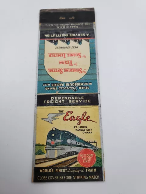 The Eagle Missouri Pacific Lines Railroad Matchbook Cover