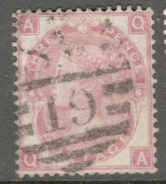 Queen Victoria SG 92 - 3d Rose - SCARCER PLATE 4 - Used  (Cat £180.00) EMBLEMS