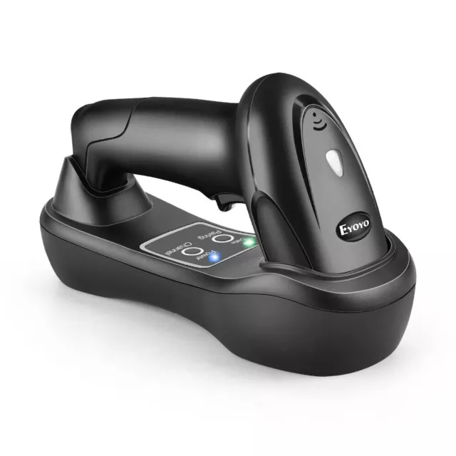 Eyoyo 1D Laser Wireless Barcode Scanner With USB Cradle Receiver Charging Base